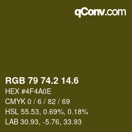 カラーコード: RGB 79 74.2 14.6 | qconv.com