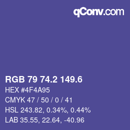 カラーコード: RGB 79 74.2 149.6 | qconv.com
