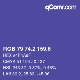 カラーコード: RGB 79 74.2 159.6 | qconv.com