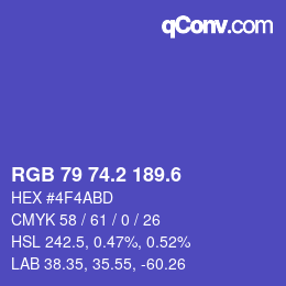 カラーコード: RGB 79 74.2 189.6 | qconv.com
