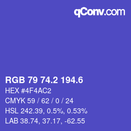 カラーコード: RGB 79 74.2 194.6 | qconv.com