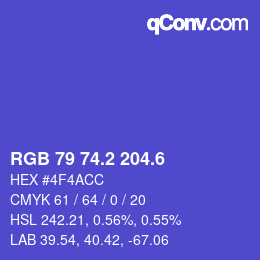 カラーコード: RGB 79 74.2 204.6 | qconv.com
