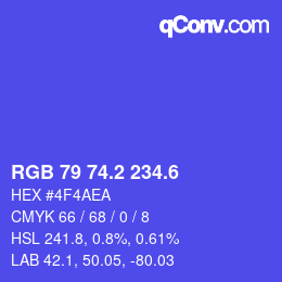 カラーコード: RGB 79 74.2 234.6 | qconv.com