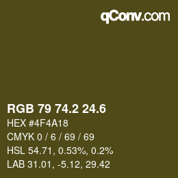 カラーコード: RGB 79 74.2 24.6 | qconv.com