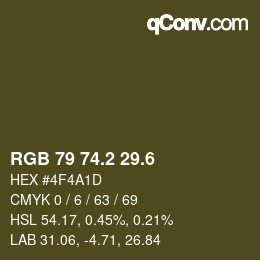 カラーコード: RGB 79 74.2 29.6 | qconv.com