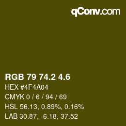 カラーコード: RGB 79 74.2 4.6 | qconv.com