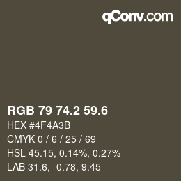 カラーコード: RGB 79 74.2 59.6 | qconv.com