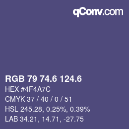 カラーコード: RGB 79 74.6 124.6 | qconv.com