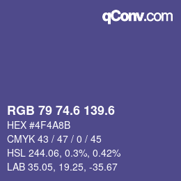 カラーコード: RGB 79 74.6 139.6 | qconv.com