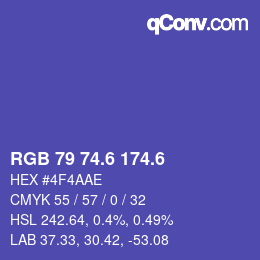 カラーコード: RGB 79 74.6 174.6 | qconv.com