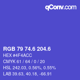 カラーコード: RGB 79 74.6 204.6 | qconv.com