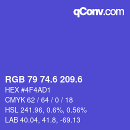 カラーコード: RGB 79 74.6 209.6 | qconv.com