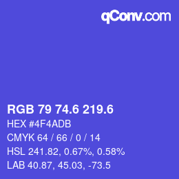 カラーコード: RGB 79 74.6 219.6 | qconv.com