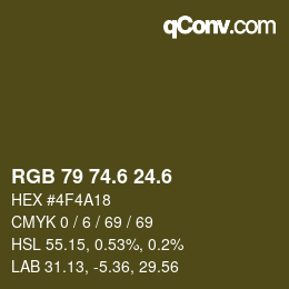 カラーコード: RGB 79 74.6 24.6 | qconv.com