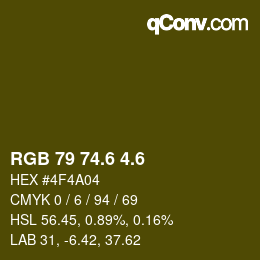 カラーコード: RGB 79 74.6 4.6 | qconv.com