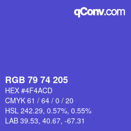 カラーコード: RGB 79 74 205 | qconv.com