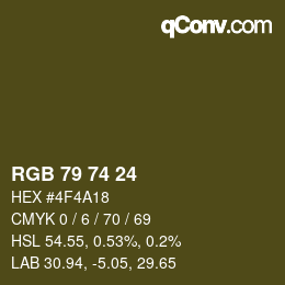 Color code: RGB 79 74 24 | qconv.com