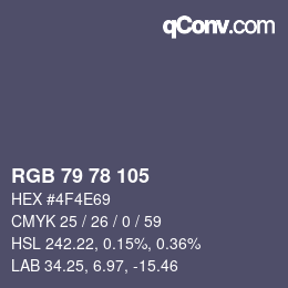 Color code: RGB 79 78 105 | qconv.com