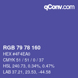 Color code: RGB 79 78 160 | qconv.com