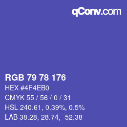Farbcode: RGB 79 78 176 | qconv.com