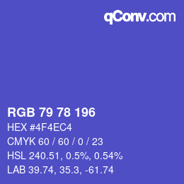 カラーコード: RGB 79 78 196 | qconv.com