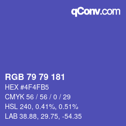 颜色代码: RGB 79 79 181 | qconv.com