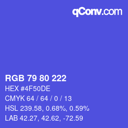 Color code: RGB 79 80 222 | qconv.com