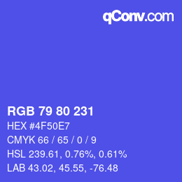 Color code: RGB 79 80 231 | qconv.com