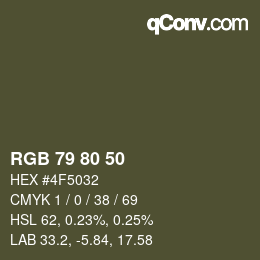 Farbcode: RGB 79 80 50 | qconv.com