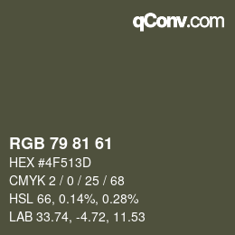 颜色代码: RGB 79 81 61 | qconv.com