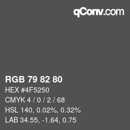 颜色代码: RGB 79 82 80 | qconv.com