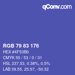 Color code: RGB 79 83 176 | qconv.com