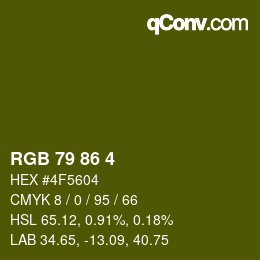 Color code: RGB 79 86 4 | qconv.com