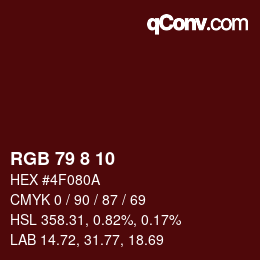颜色代码: RGB 79 8 10 | qconv.com