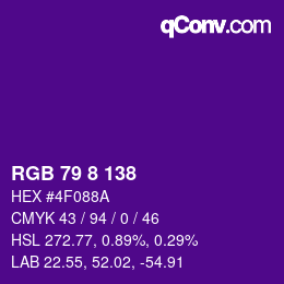 カラーコード: RGB 79 8 138 | qconv.com