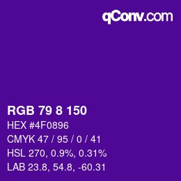 颜色代码: RGB 79 8 150 | qconv.com