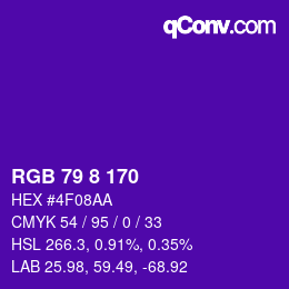 颜色代码: RGB 79 8 170 | qconv.com