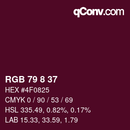 カラーコード: RGB 79 8 37 | qconv.com