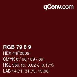颜色代码: RGB 79 8 9 | qconv.com