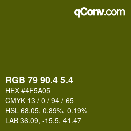 カラーコード: RGB 79 90.4 5.4 | qconv.com