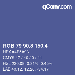 カラーコード: RGB 79 90.8 150.4 | qconv.com