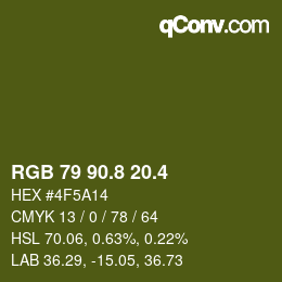 カラーコード: RGB 79 90.8 20.4 | qconv.com