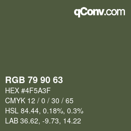 颜色代码: RGB 79 90 63 | qconv.com