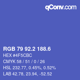 カラーコード: RGB 79 92.2 188.6 | qconv.com