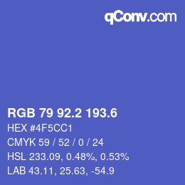 カラーコード: RGB 79 92.2 193.6 | qconv.com