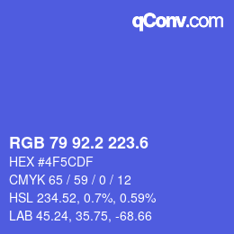 カラーコード: RGB 79 92.2 223.6 | qconv.com