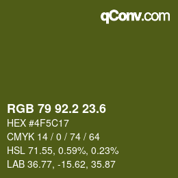 カラーコード: RGB 79 92.2 23.6 | qconv.com