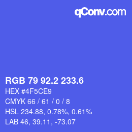 カラーコード: RGB 79 92.2 233.6 | qconv.com