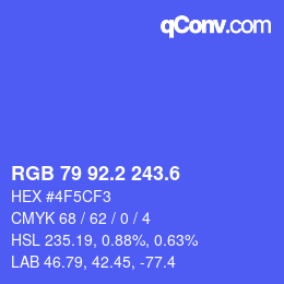カラーコード: RGB 79 92.2 243.6 | qconv.com