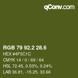 カラーコード: RGB 79 92.2 28.6 | qconv.com